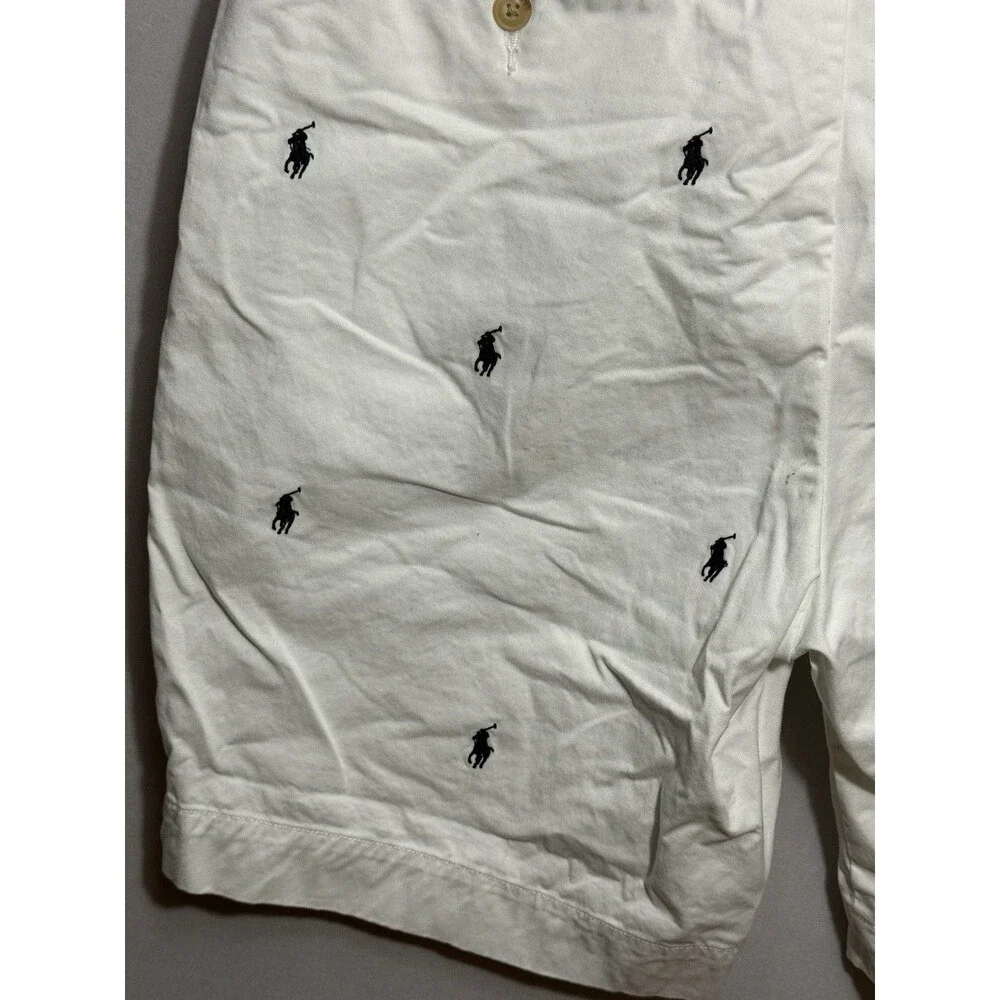 Polo Ralph Lauren All Over Pony Stretch Classic Fit Chino Shorts Mens 34 White
